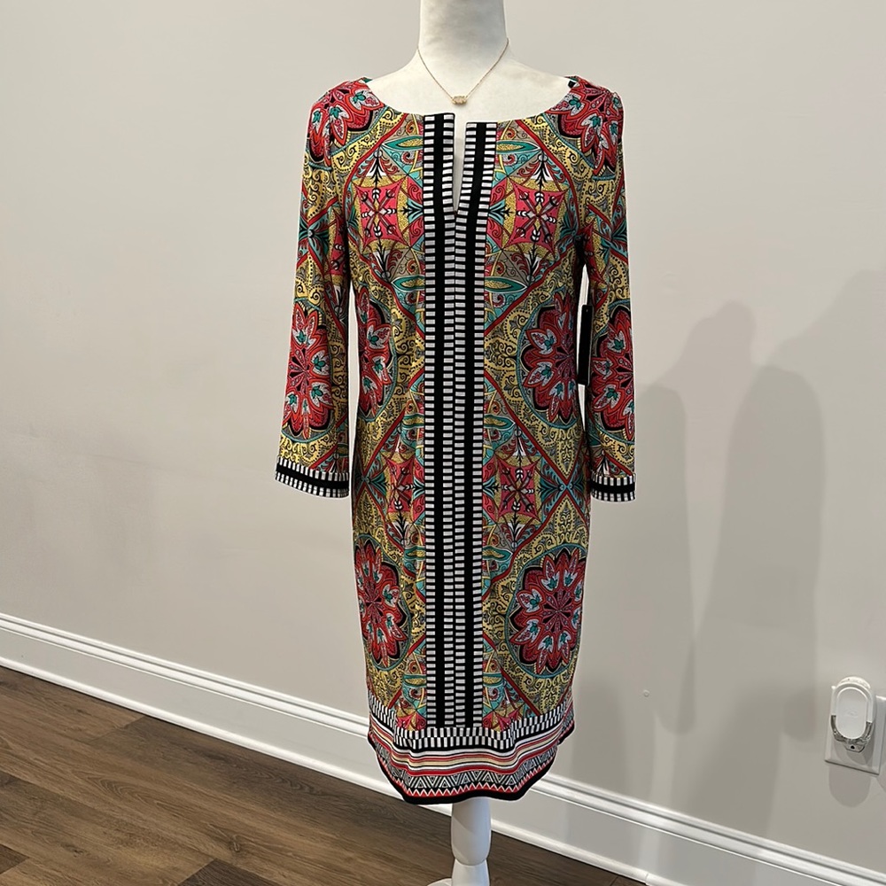 Laundry by Shelli Segal Mid-Length Shift Dress 3/4 Sleeve size-8. Brand New.